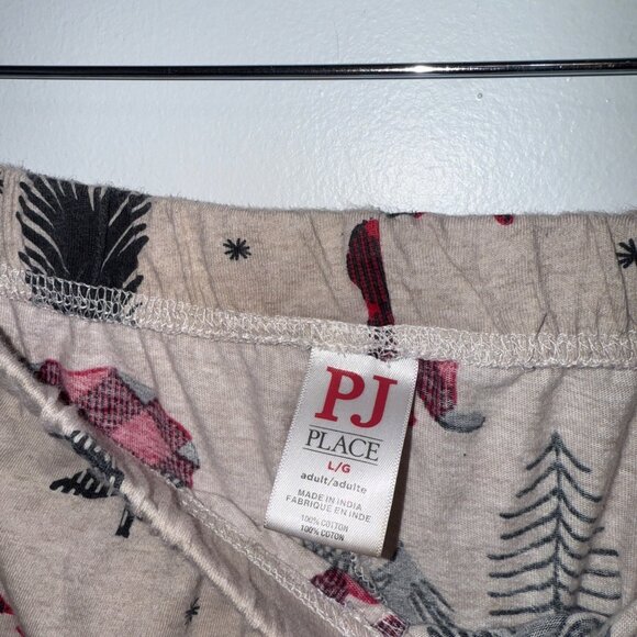 PJ Place Womens Holiday Pajama Pants With Red Plaid Moose & Bear Print Size L - Picture 4 of 5